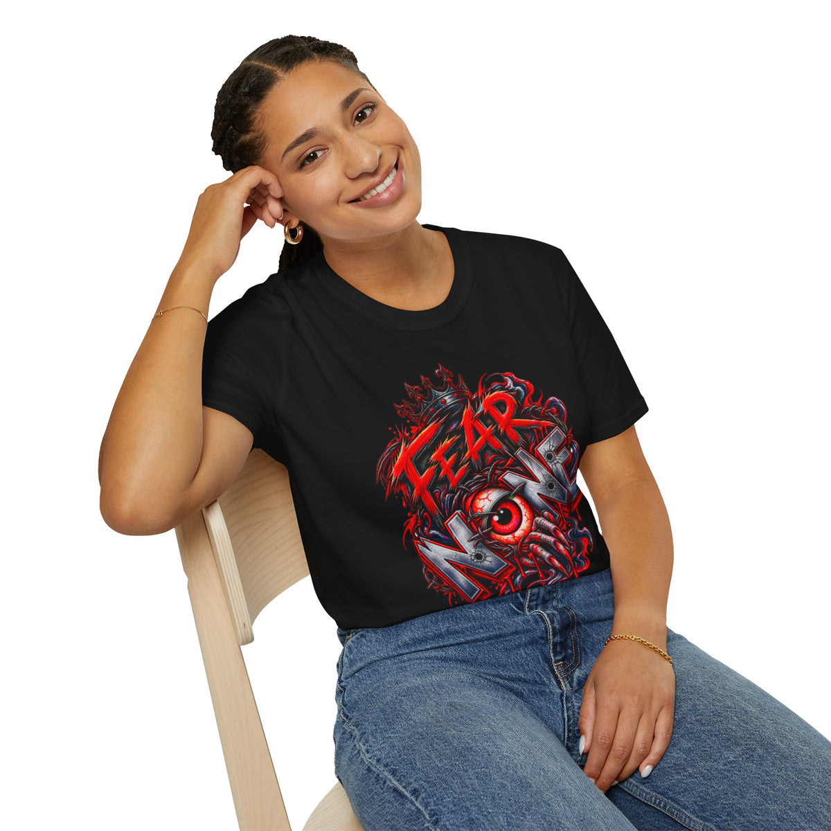 Fear None T-Shirt | Gothic red crown eye horror lettering