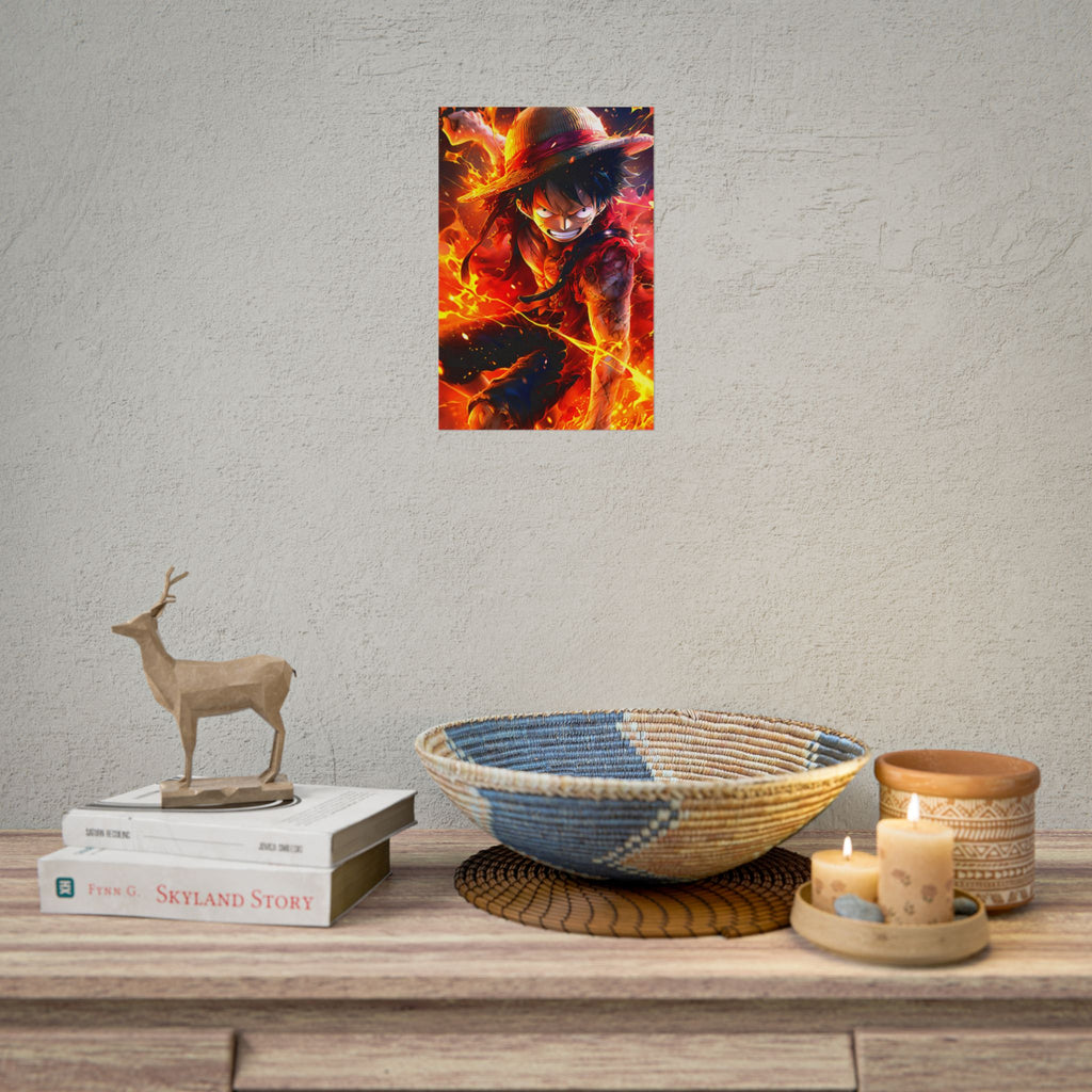 One Piece Luffy Fire Poster – Rolled Anime Wall Art