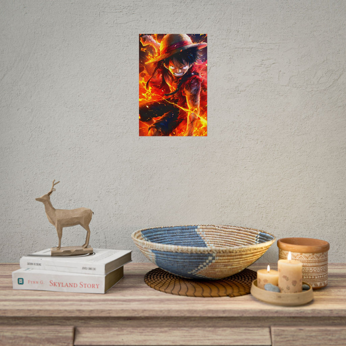 One Piece Luffy Fire Poster – Rolled Anime Wall Art