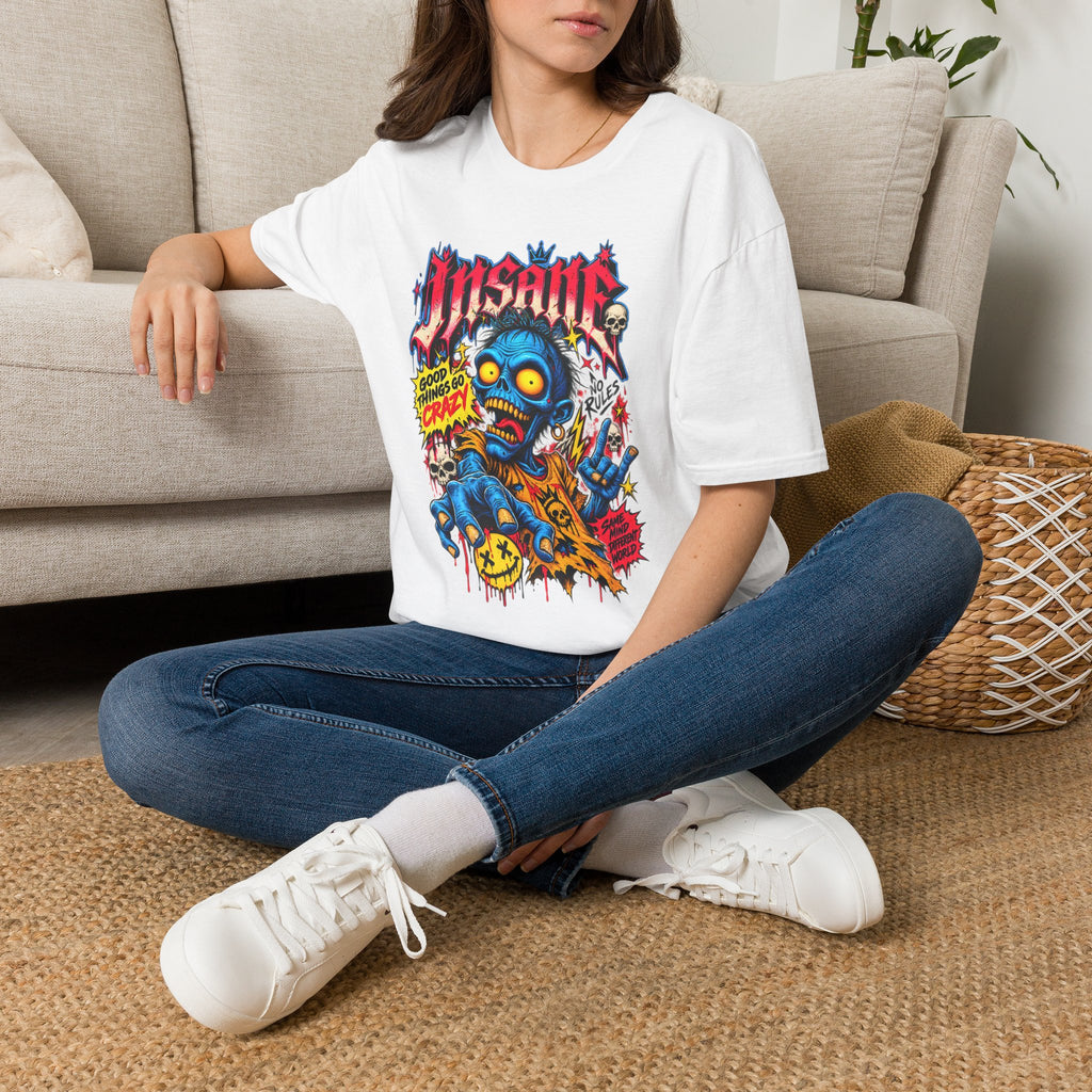 Insane Zombie Graphic Tee — "Good Things Go Crazy" Horror Streetwear