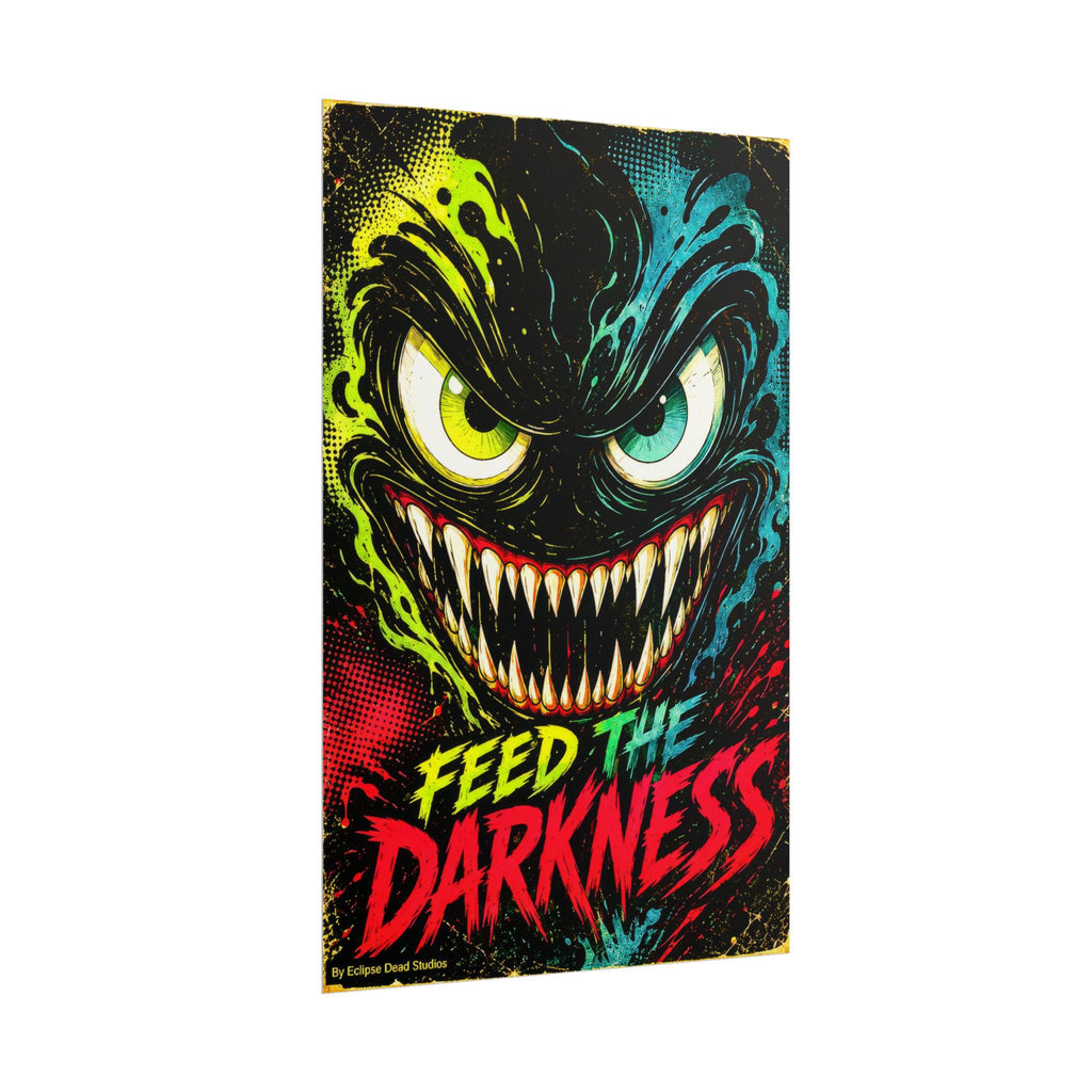Feed the Darkness Poster Neon Horror Art Wall Print