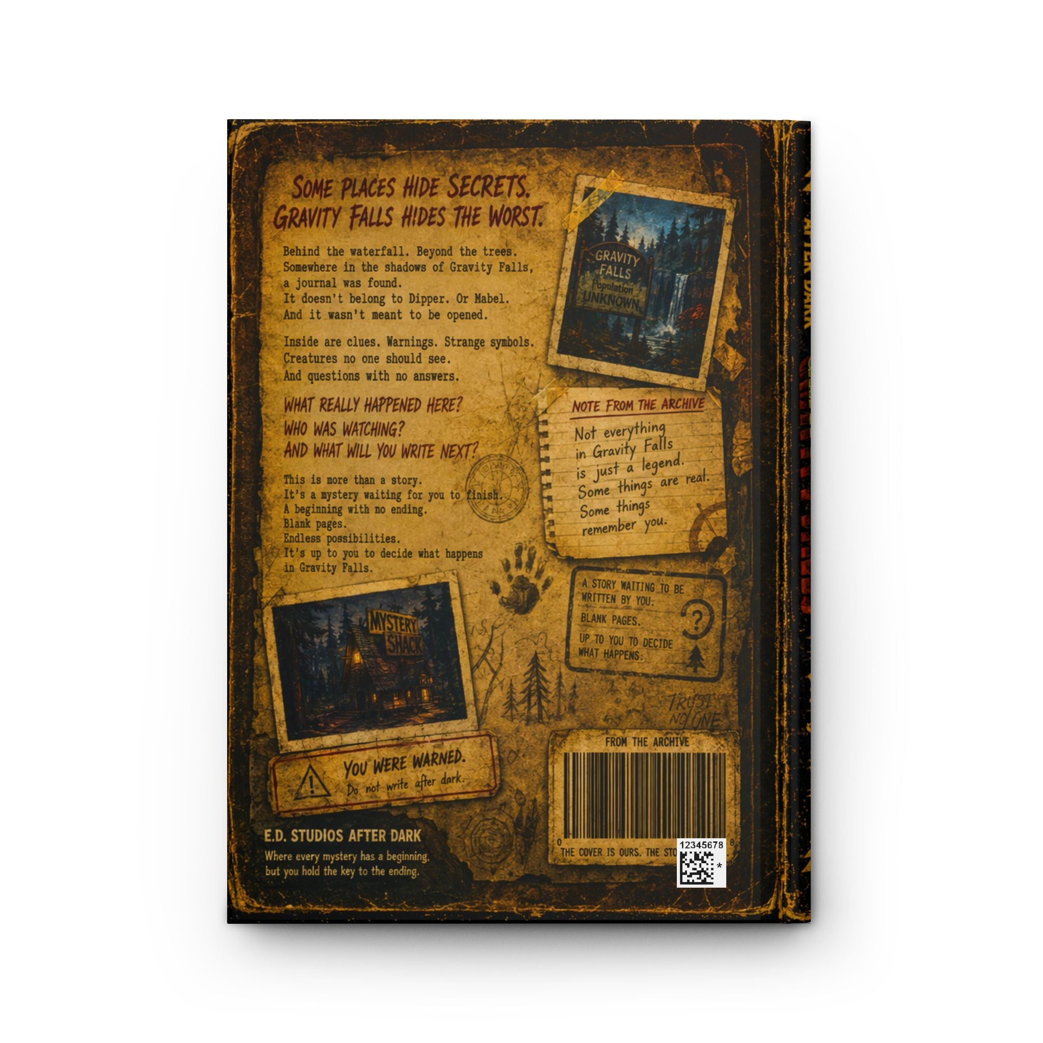 Gravity Falls 'The Lost Journal' Hardcover Journal — Retro Mystery Blank Notebook