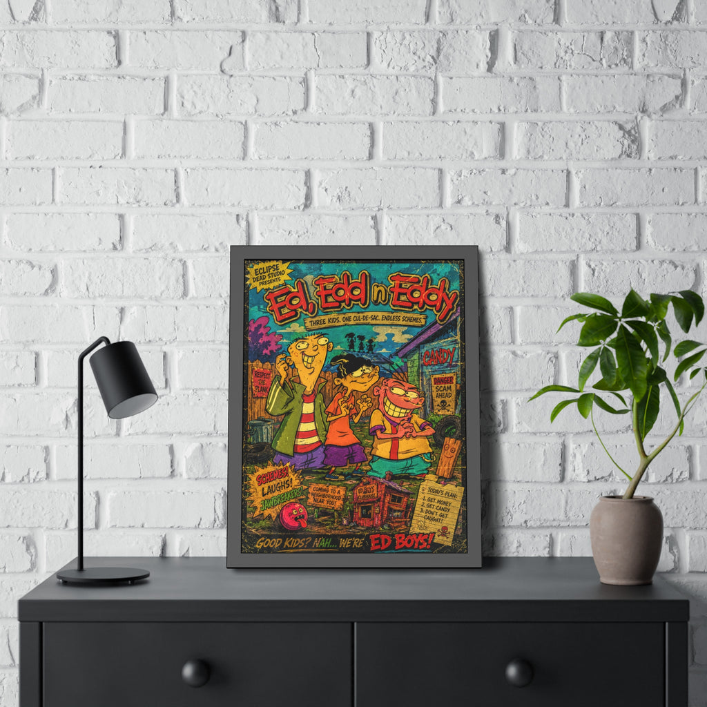 Ed, Edd n Eddy Vintage Comic Book Poster — Framed Retro Cartoon Art Print