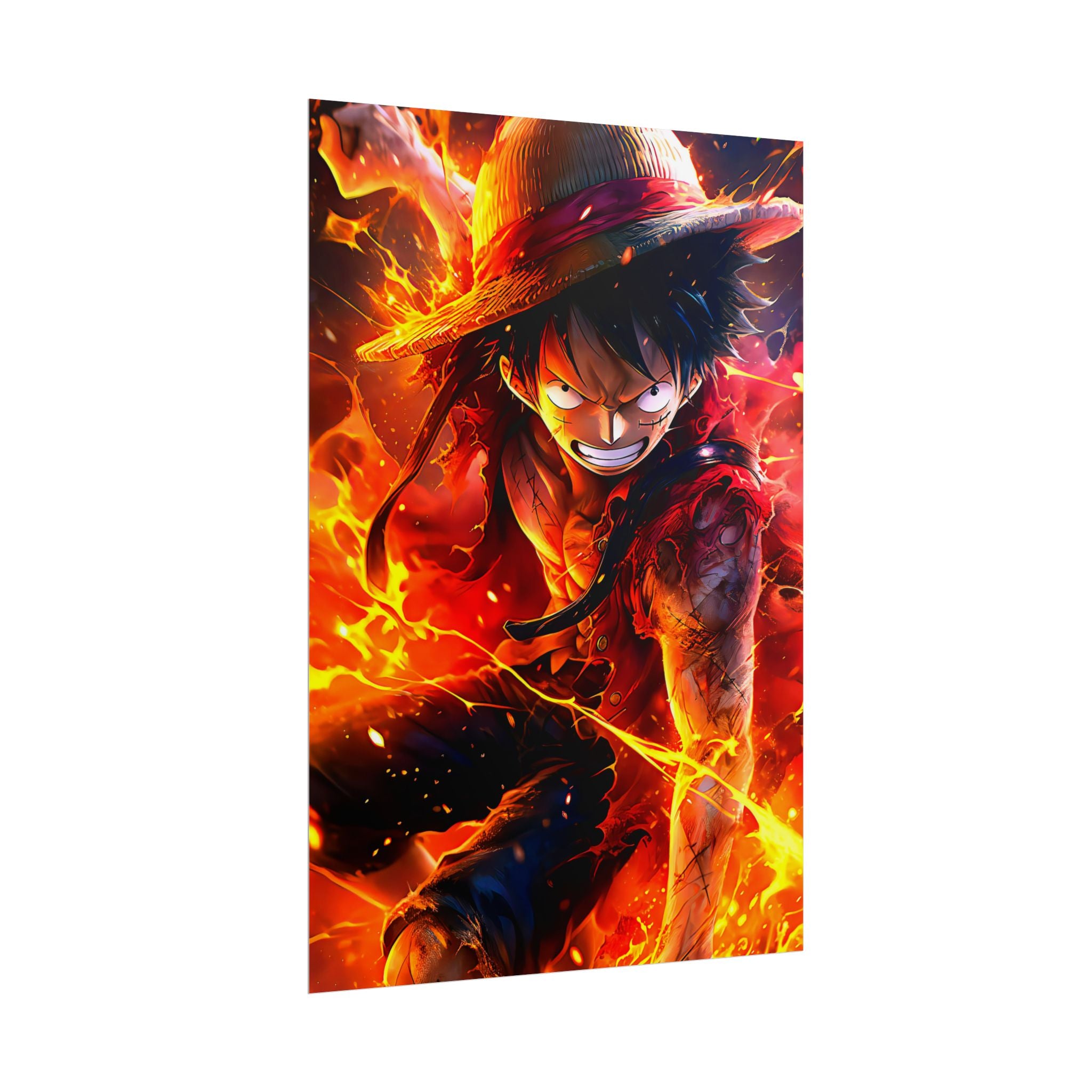One Piece Luffy Fire Poster – Rolled Anime Wall Art