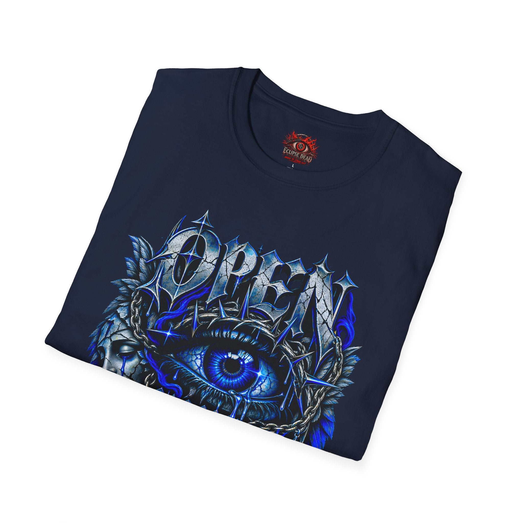Graphic T-Shirt — "Open Your Eyes" Blue Eye Gothic Design