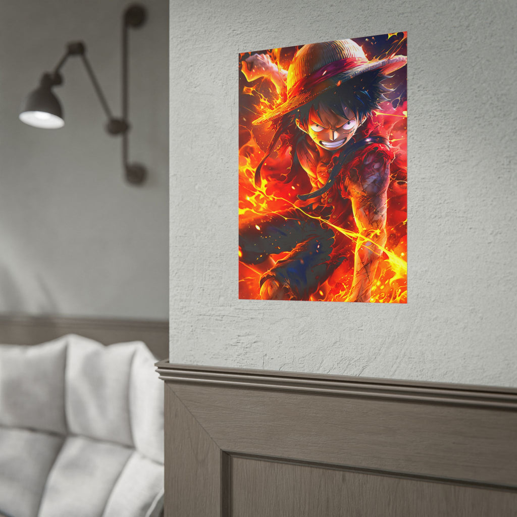 One Piece Luffy Fire Poster – Rolled Anime Wall Art