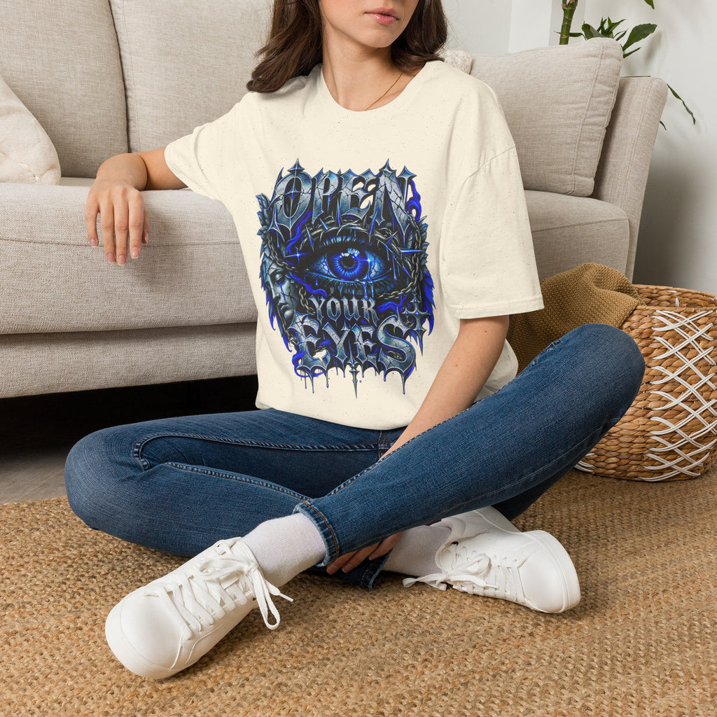 Graphic T-Shirt — "Open Your Eyes" Blue Eye Gothic Design