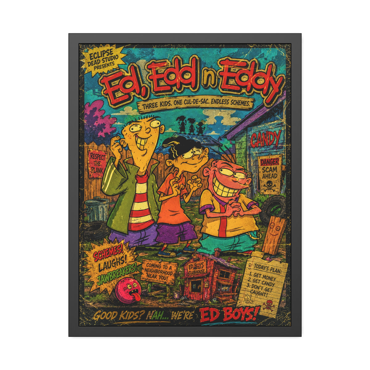 Ed, Edd n Eddy Vintage Comic Book Poster — Framed Retro Cartoon Art Print