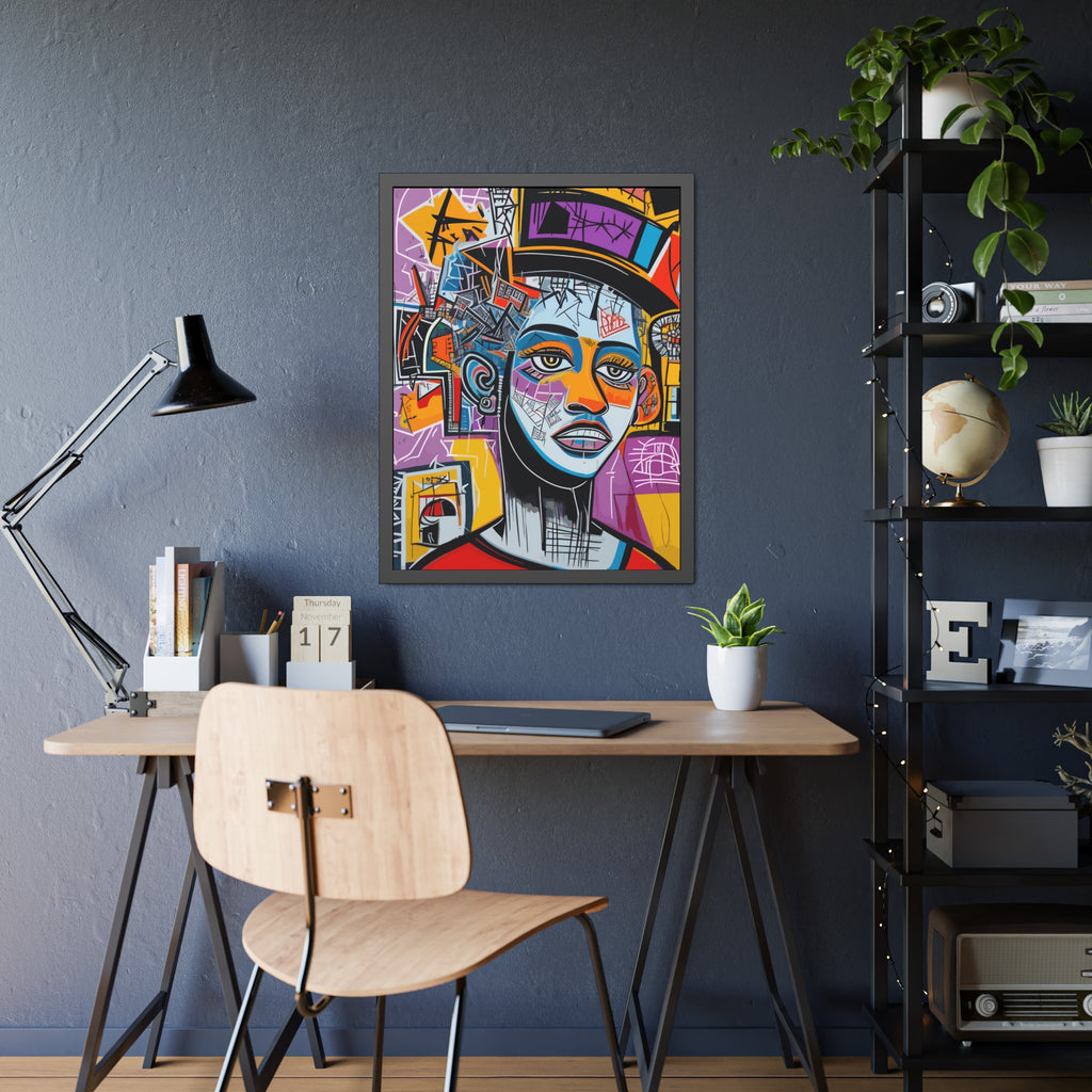 Framed Poster — Colorful Urban Abstract Portrait Wall Art