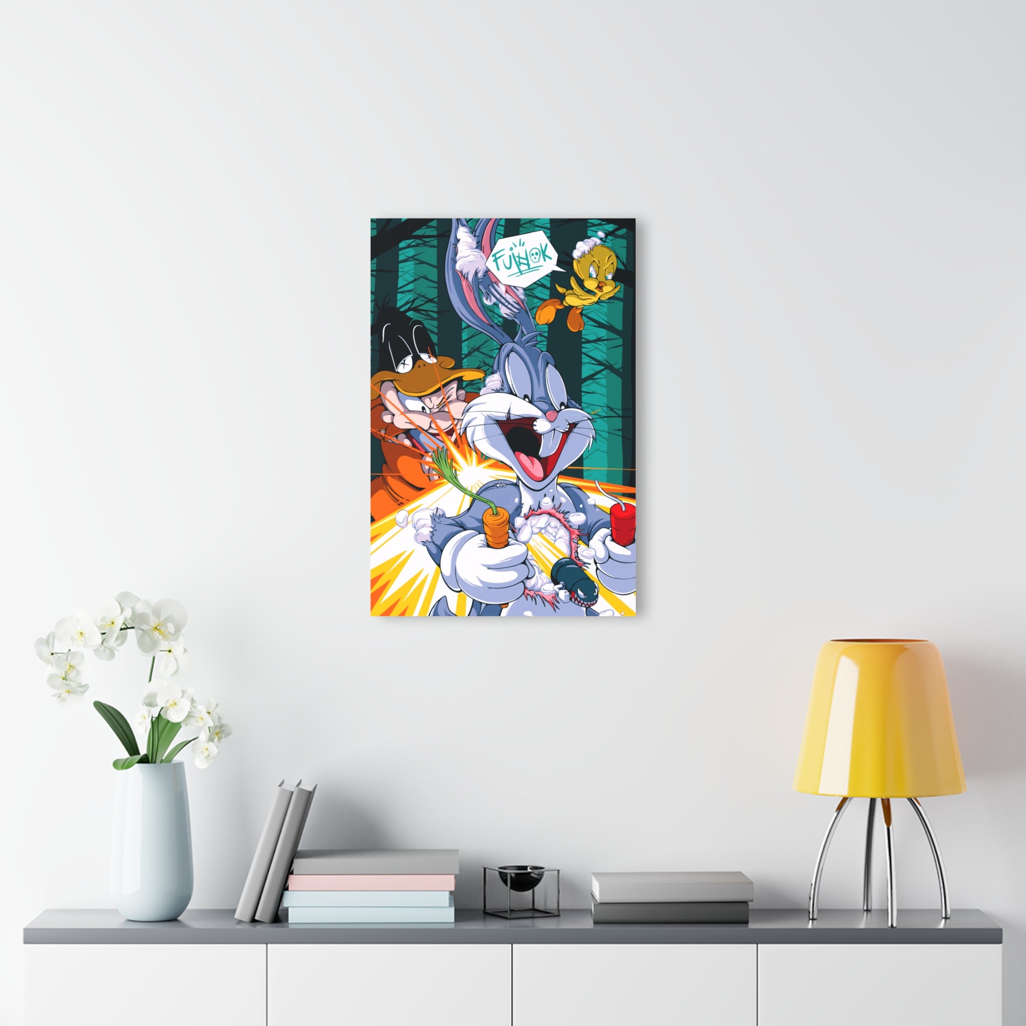 Bunny Cartoon Acrylic Print — Colorful Animated Character Wall Art (French Cleat Hanging)