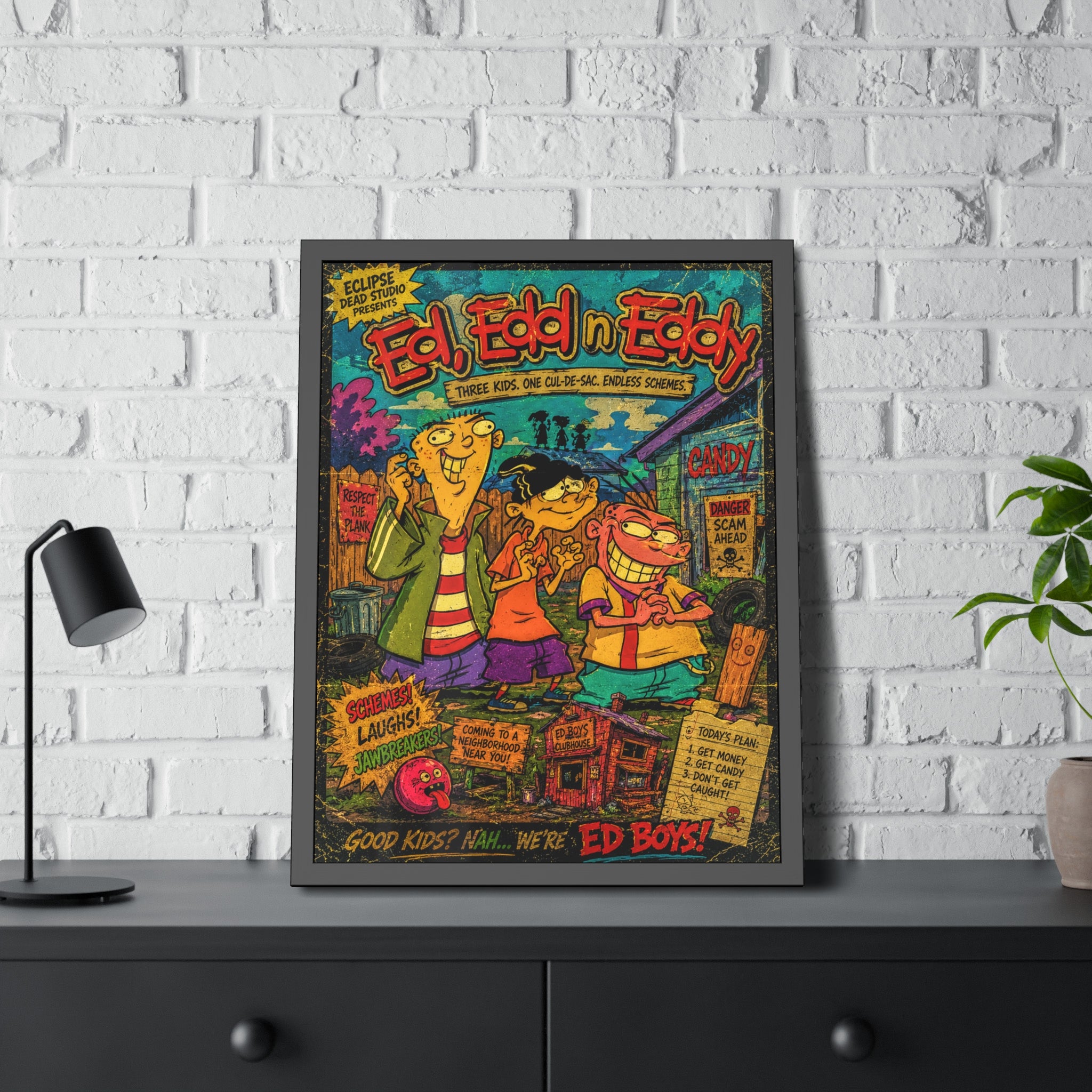 Ed, Edd n Eddy Vintage Comic Book Poster — Framed Retro Cartoon Art Print