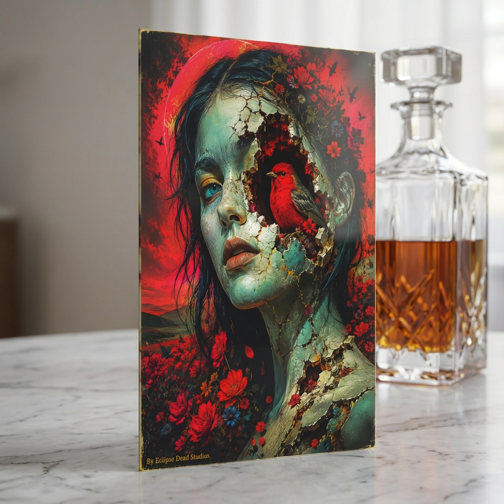 Surreal Floral Portrait Acrylic Print — French Cleat Wall Art