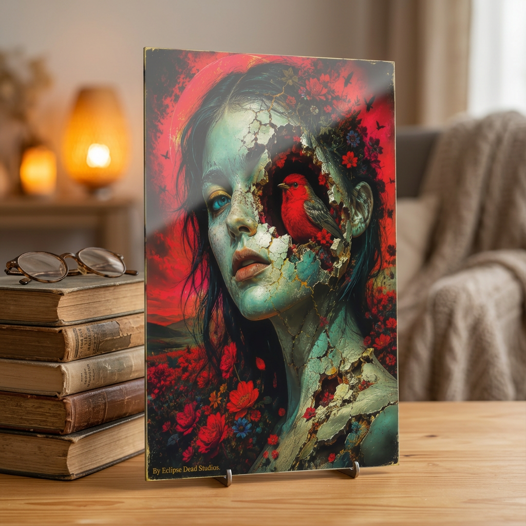 Surreal Floral Portrait Acrylic Print — French Cleat Wall Art