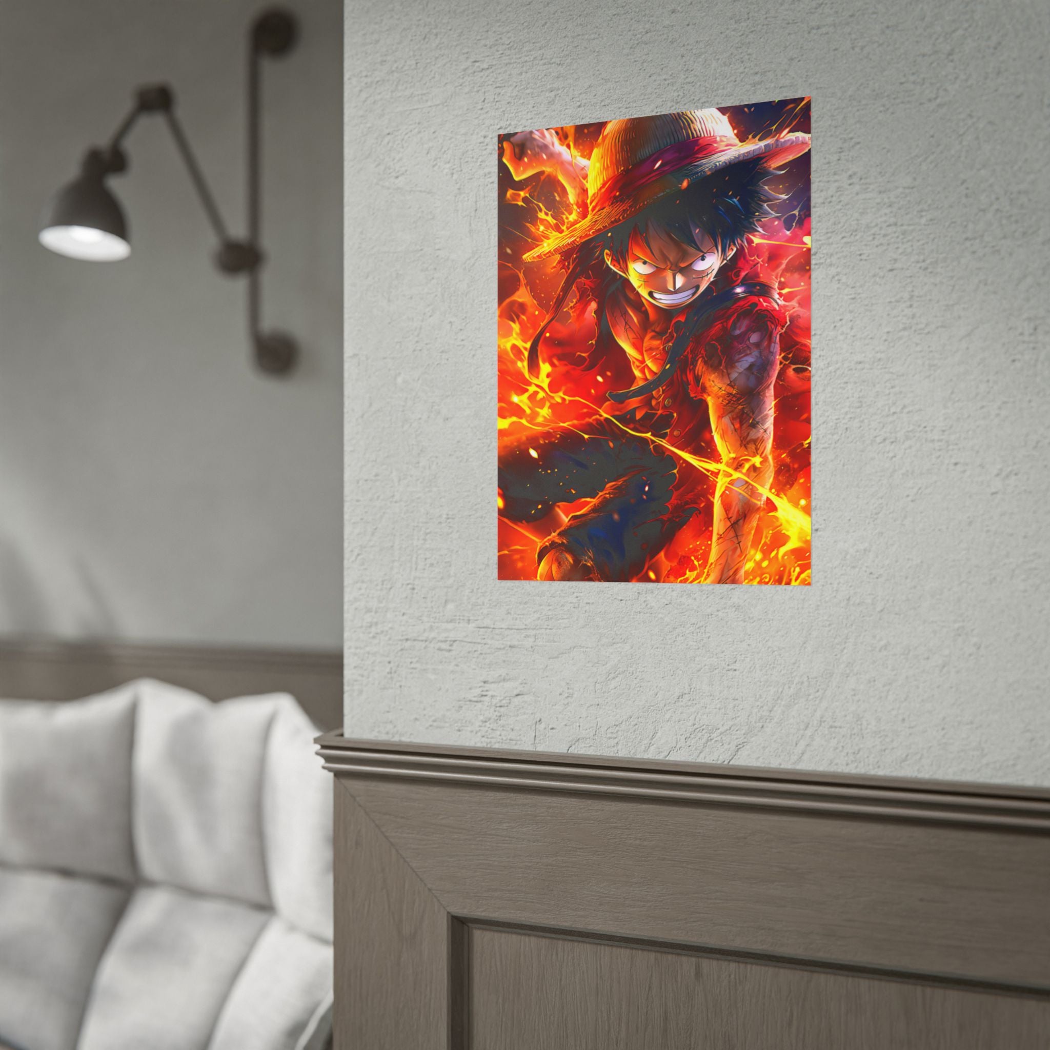 One Piece Luffy Fire Poster – Rolled Anime Wall Art