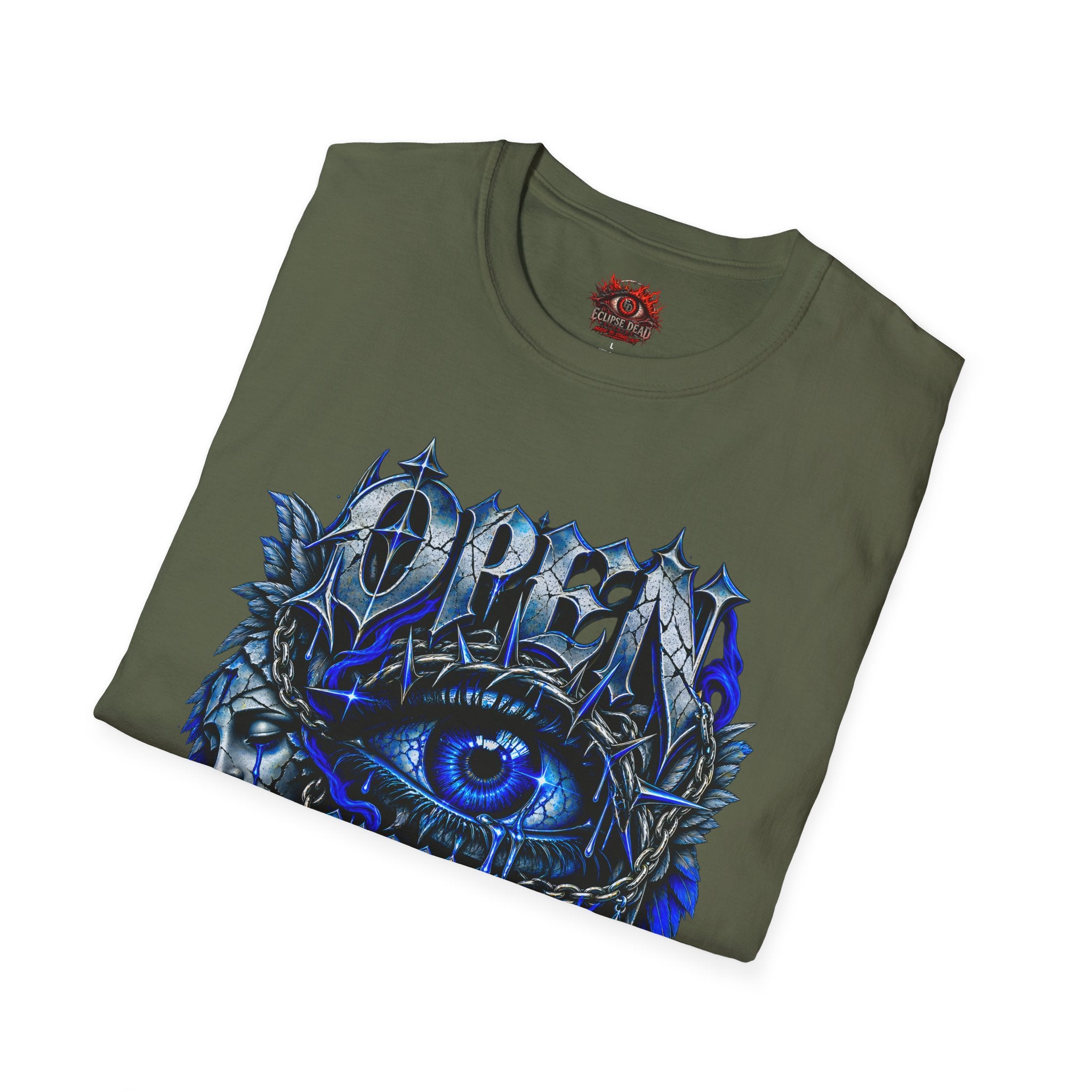 Graphic T-Shirt — "Open Your Eyes" Blue Eye Gothic Design