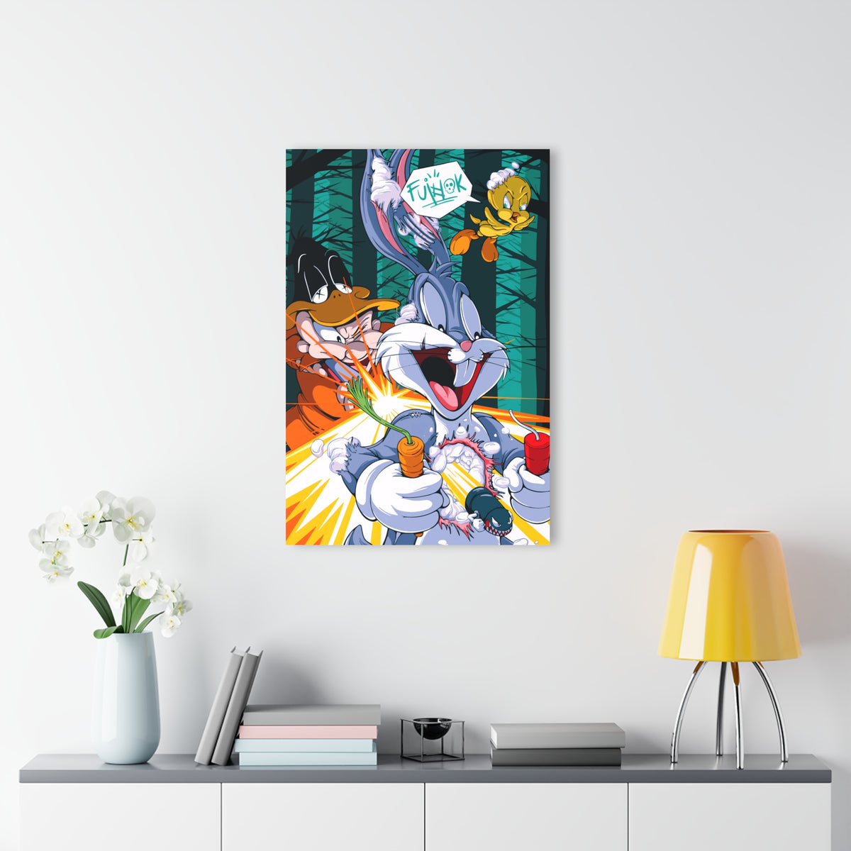 Bunny Cartoon Acrylic Print — Colorful Animated Character Wall Art (French Cleat Hanging)