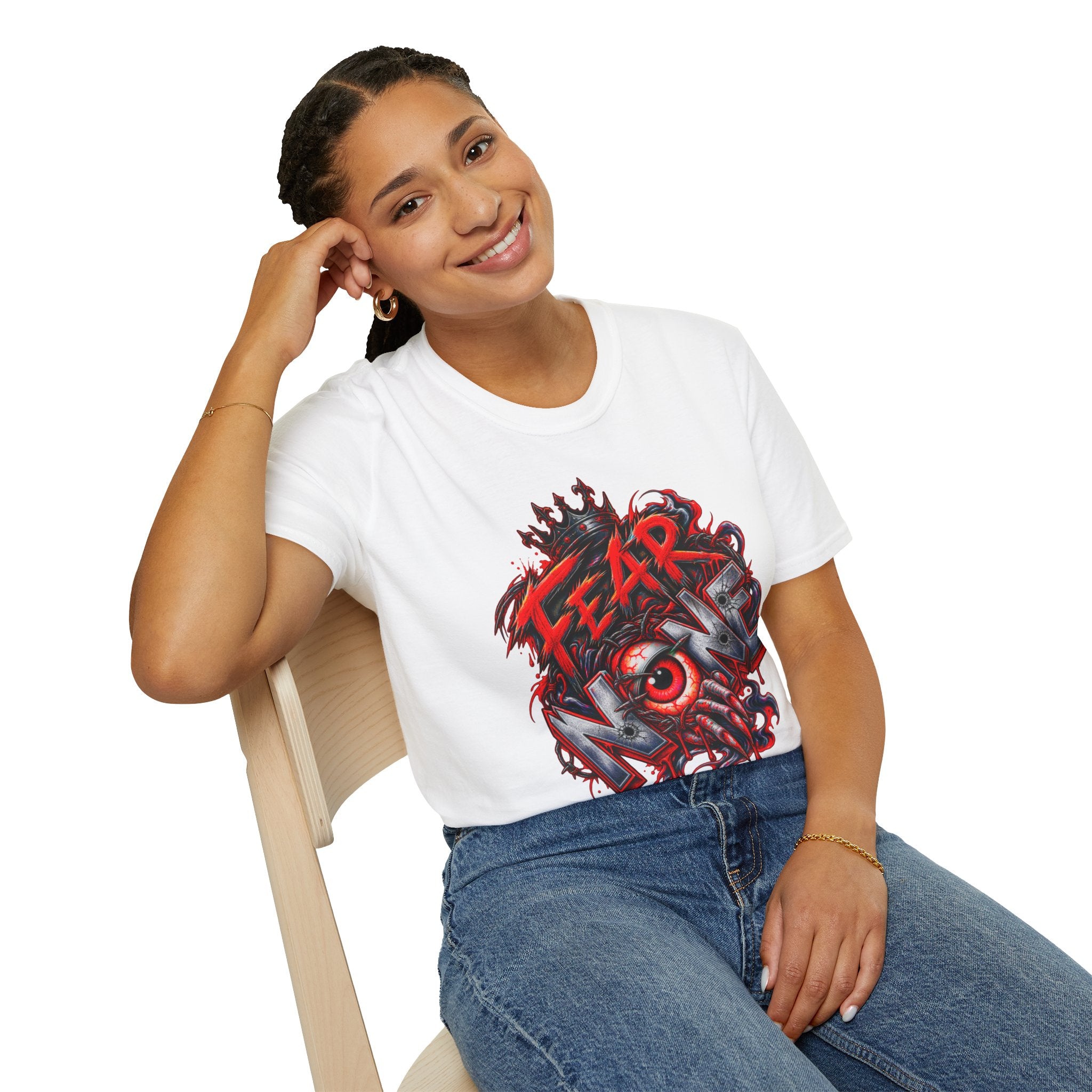 Fear None T-Shirt | Gothic red crown eye horror lettering