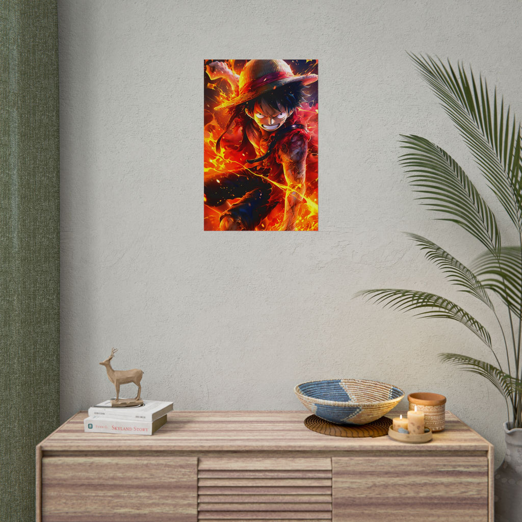 One Piece Luffy Fire Poster – Rolled Anime Wall Art