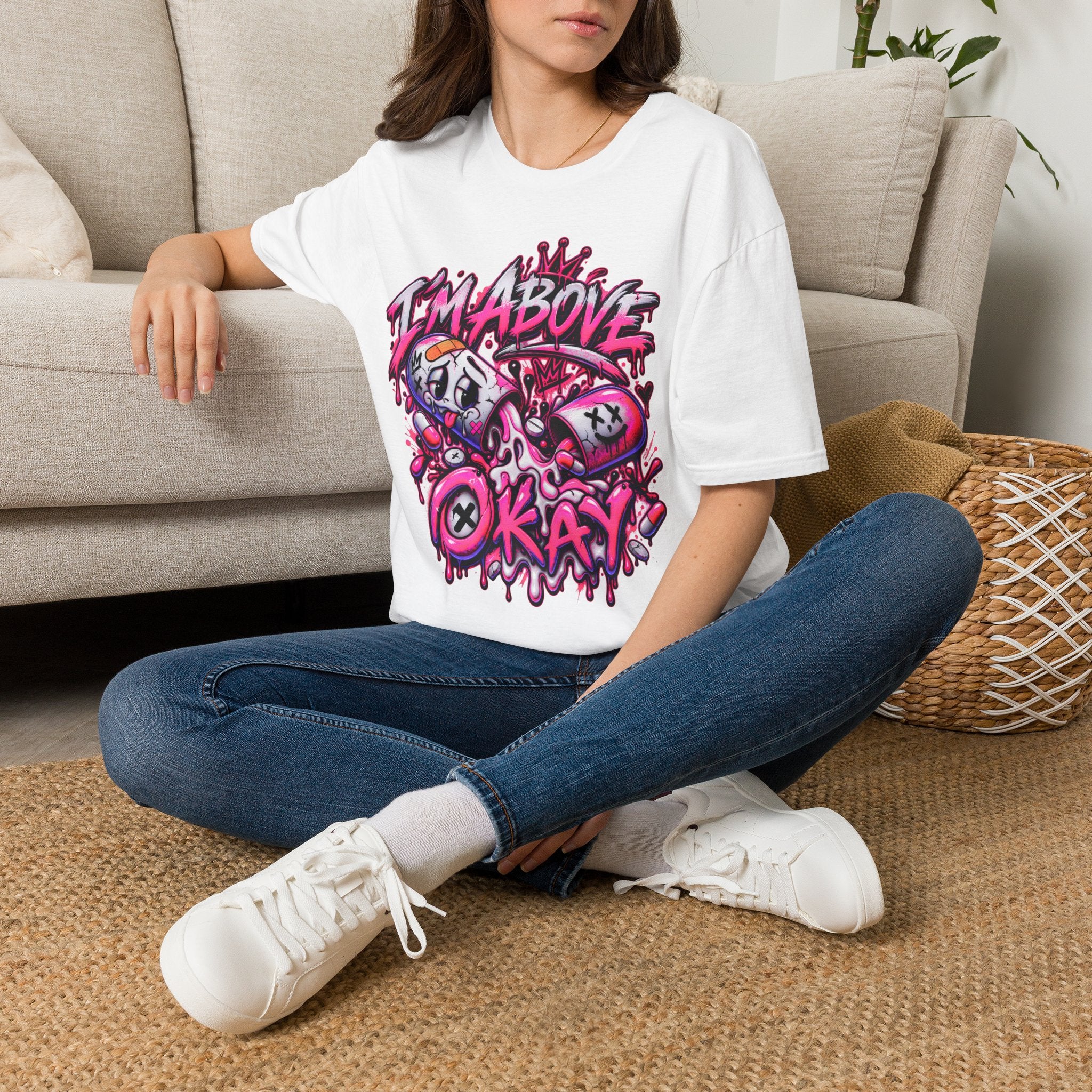 I’m Above Okay T-Shirt | Graffiti Skull Crown Streetwear Tee