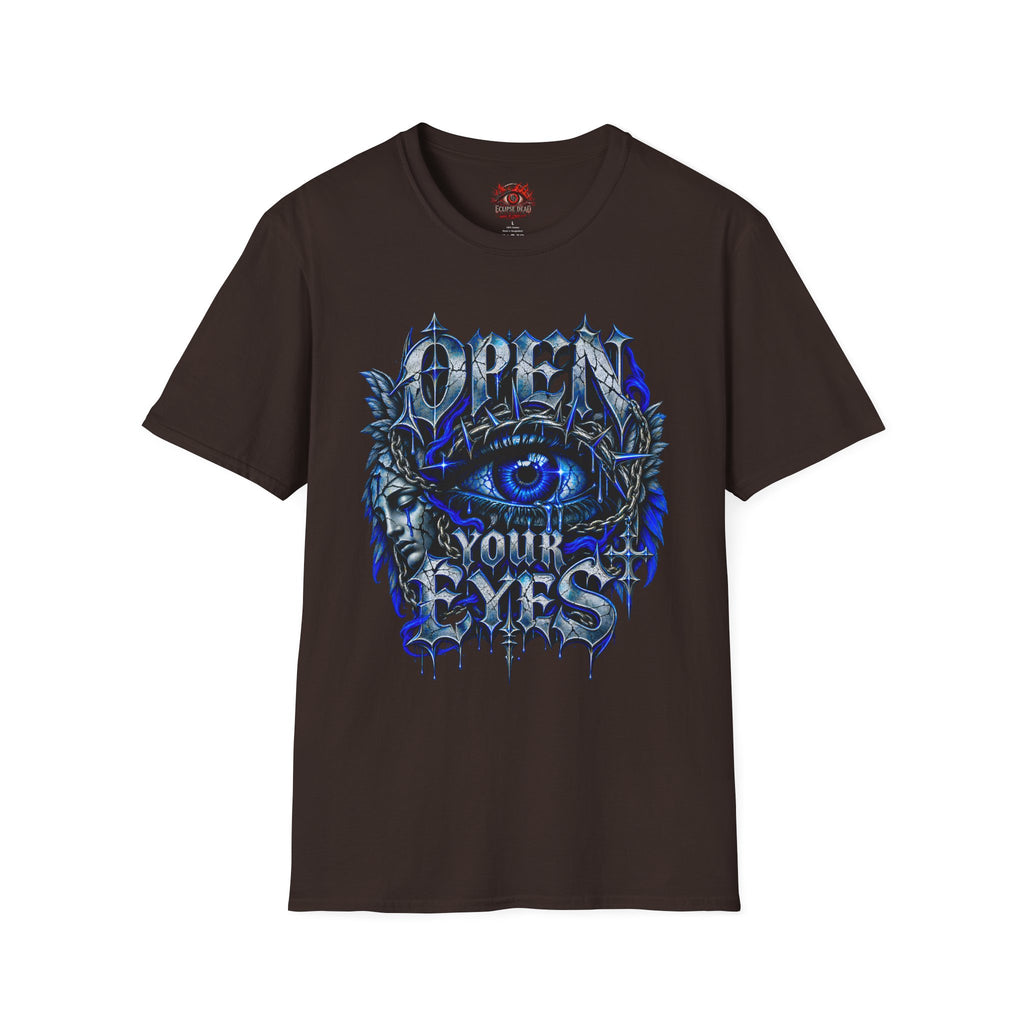 Graphic T-Shirt — "Open Your Eyes" Blue Eye Gothic Design