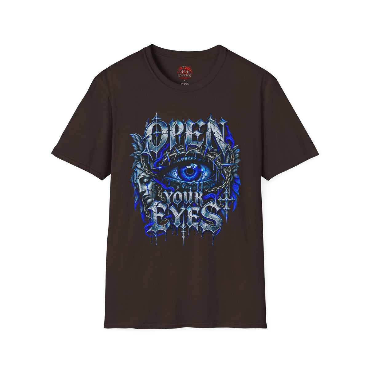 Graphic T-Shirt — "Open Your Eyes" Blue Eye Gothic Design