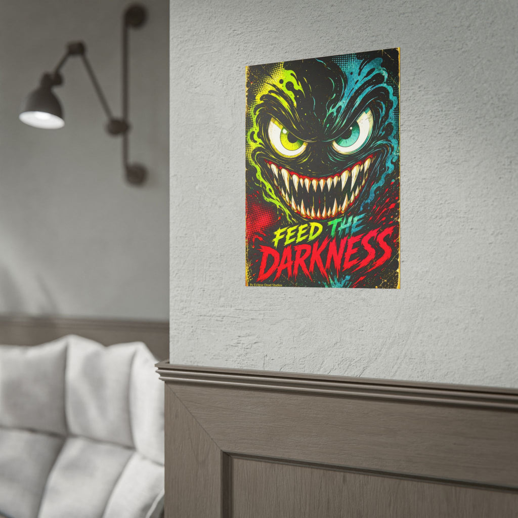 Feed the Darkness Poster Neon Horror Art Wall Print