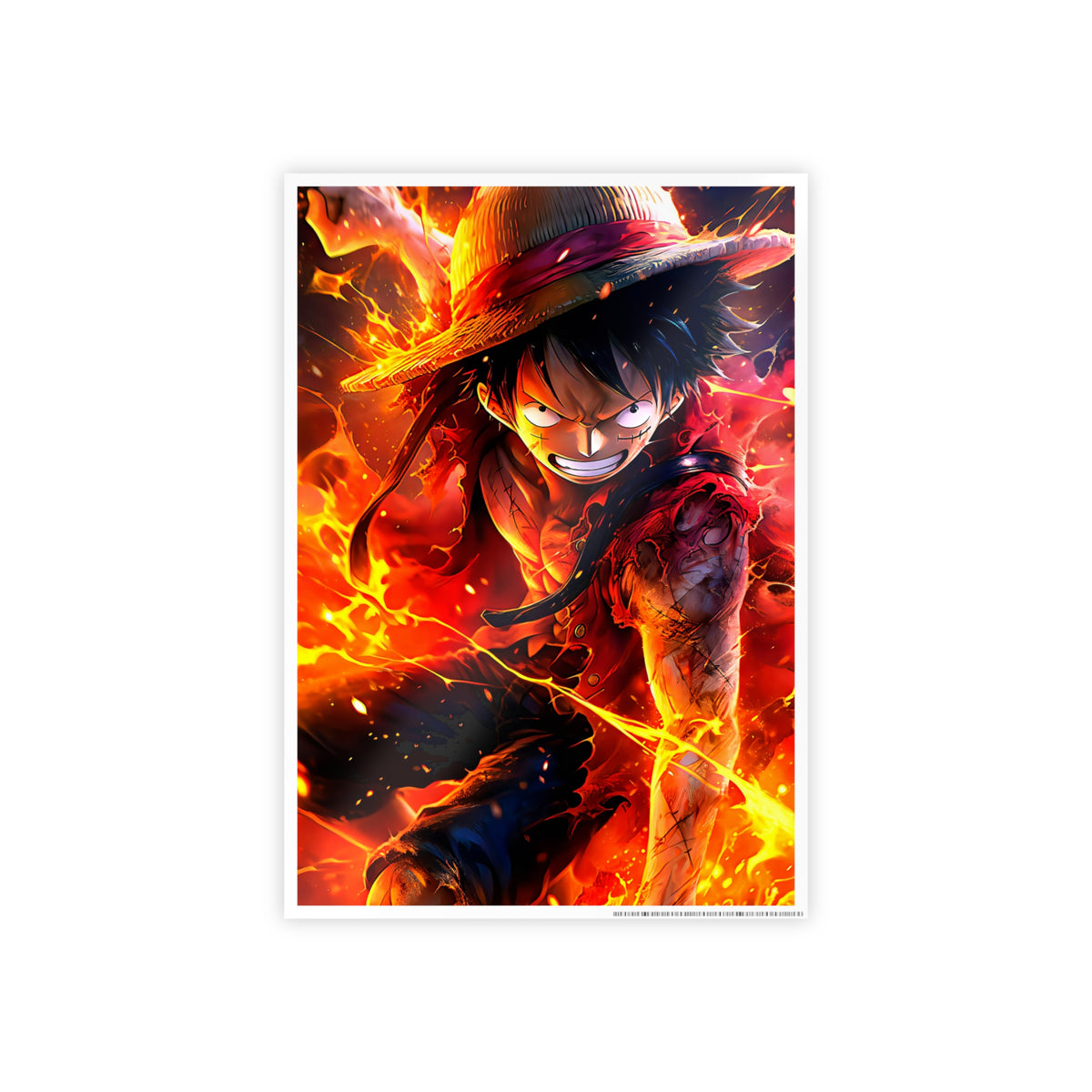 One Piece Luffy Fire Poster — Gloss Anime Wall Art
