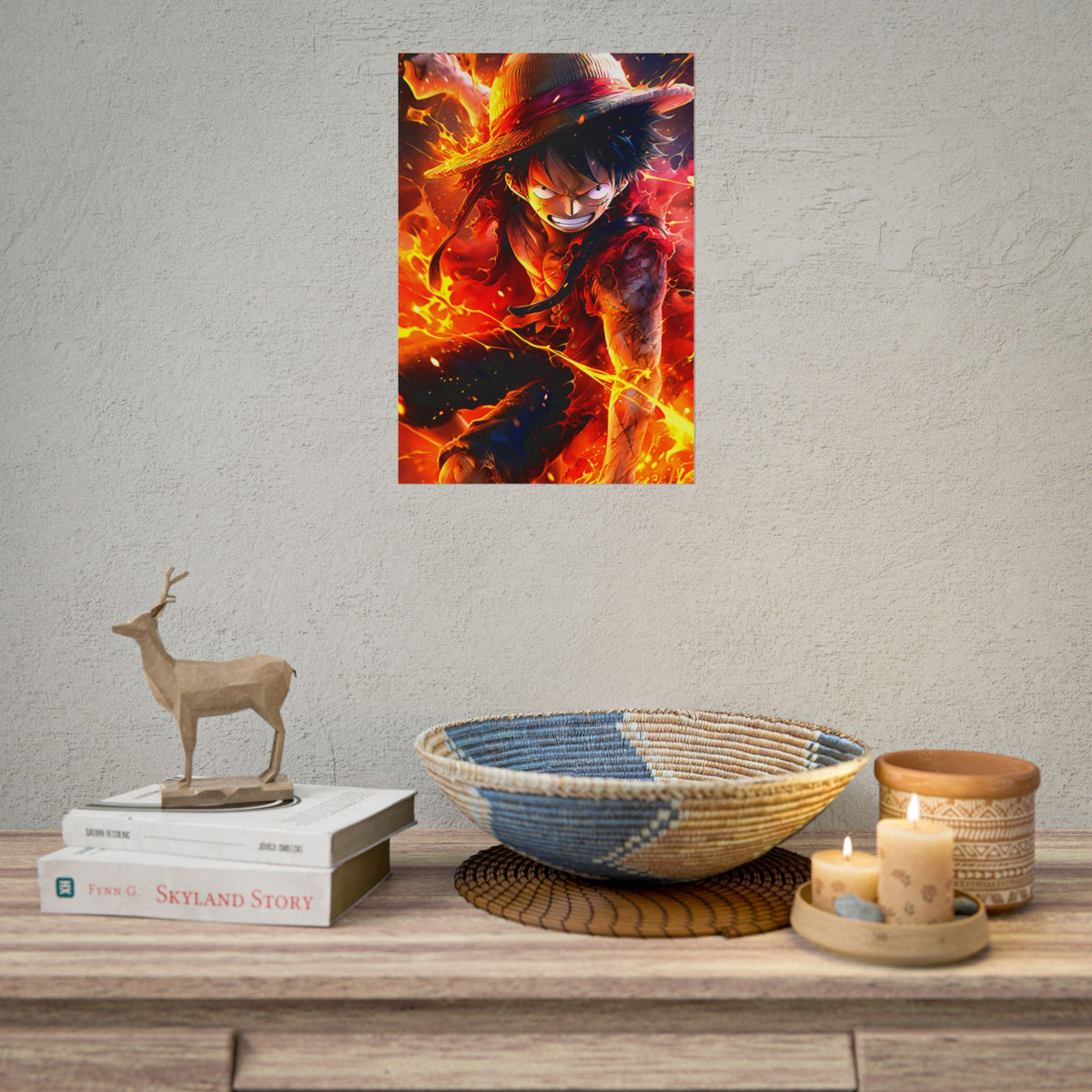 One Piece Luffy Fire Poster – Rolled Anime Wall Art