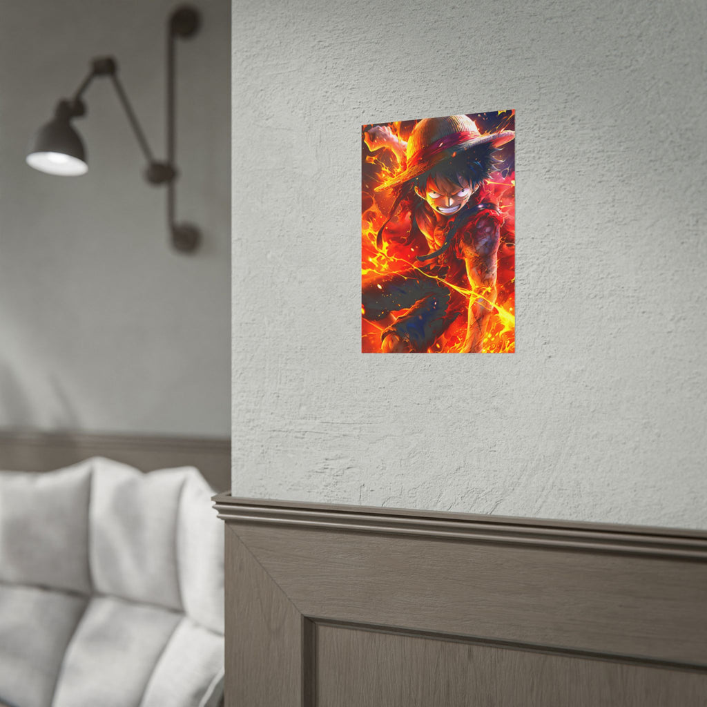 One Piece Luffy Fire Poster – Rolled Anime Wall Art