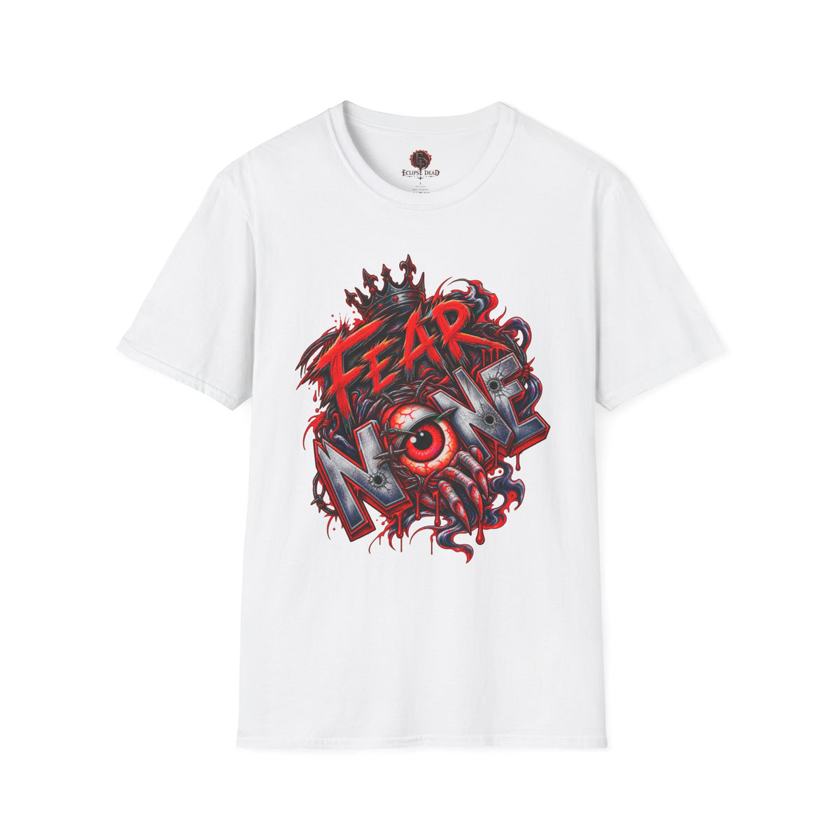 Fear None T-Shirt | Gothic red crown eye horror lettering