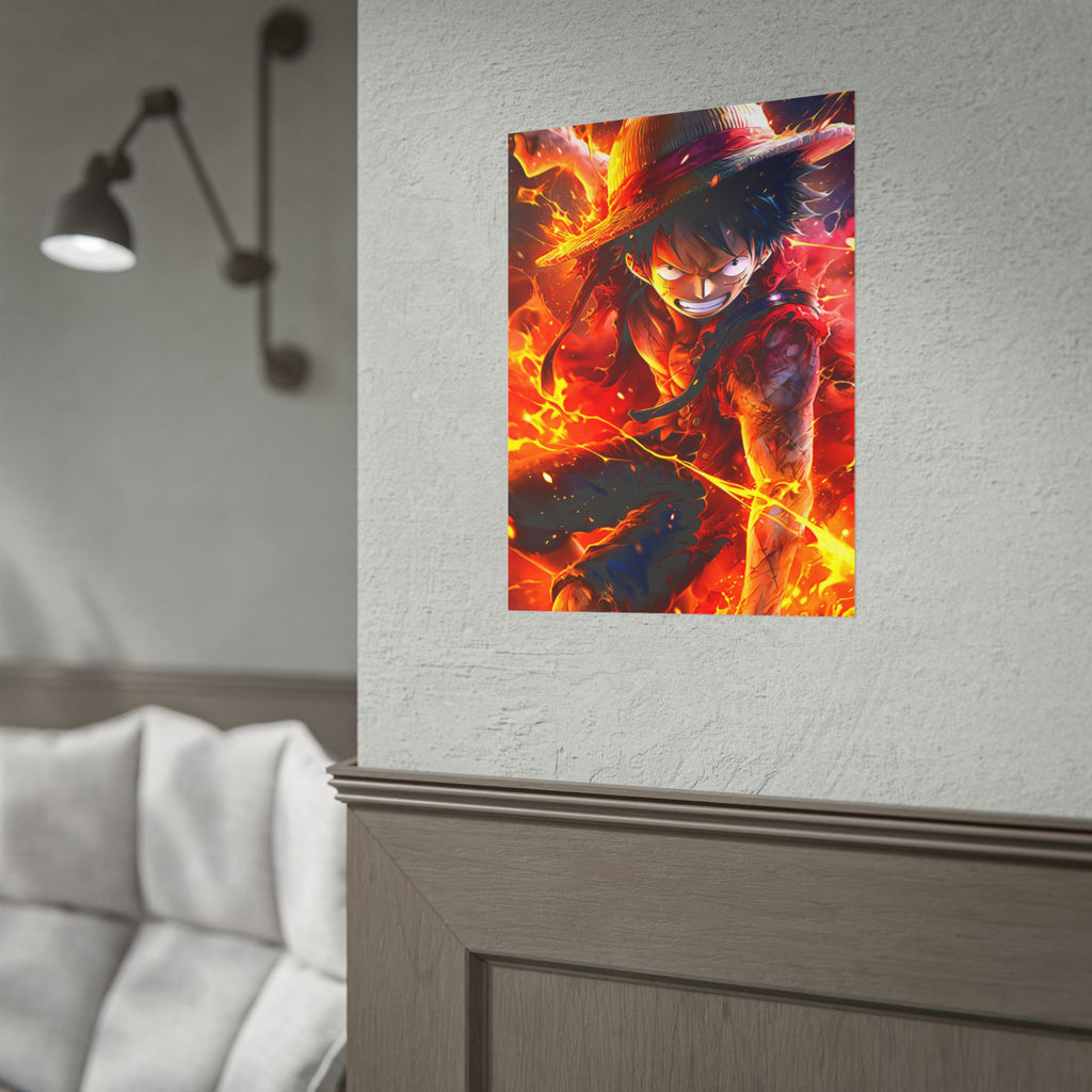 One Piece Luffy Fire Poster – Rolled Anime Wall Art