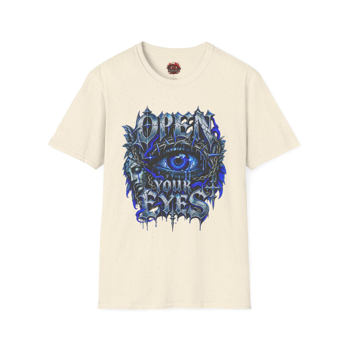 Graphic T-Shirt — "Open Your Eyes" Blue Eye Gothic Design