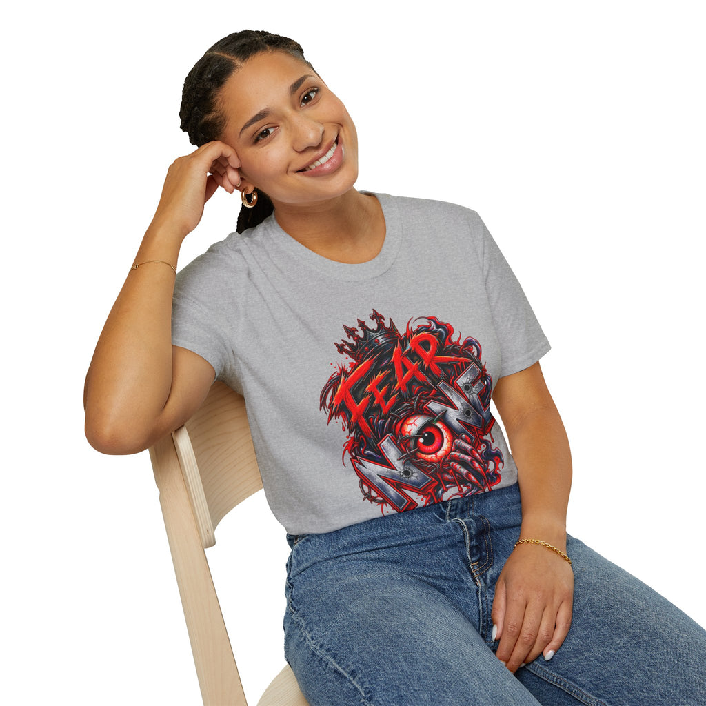 Fear None T-Shirt | Gothic red crown eye horror lettering