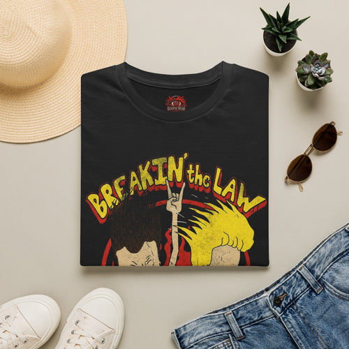 Breaking the Law Graphic T‑Shirt — Retro Punk Comic Band Tee