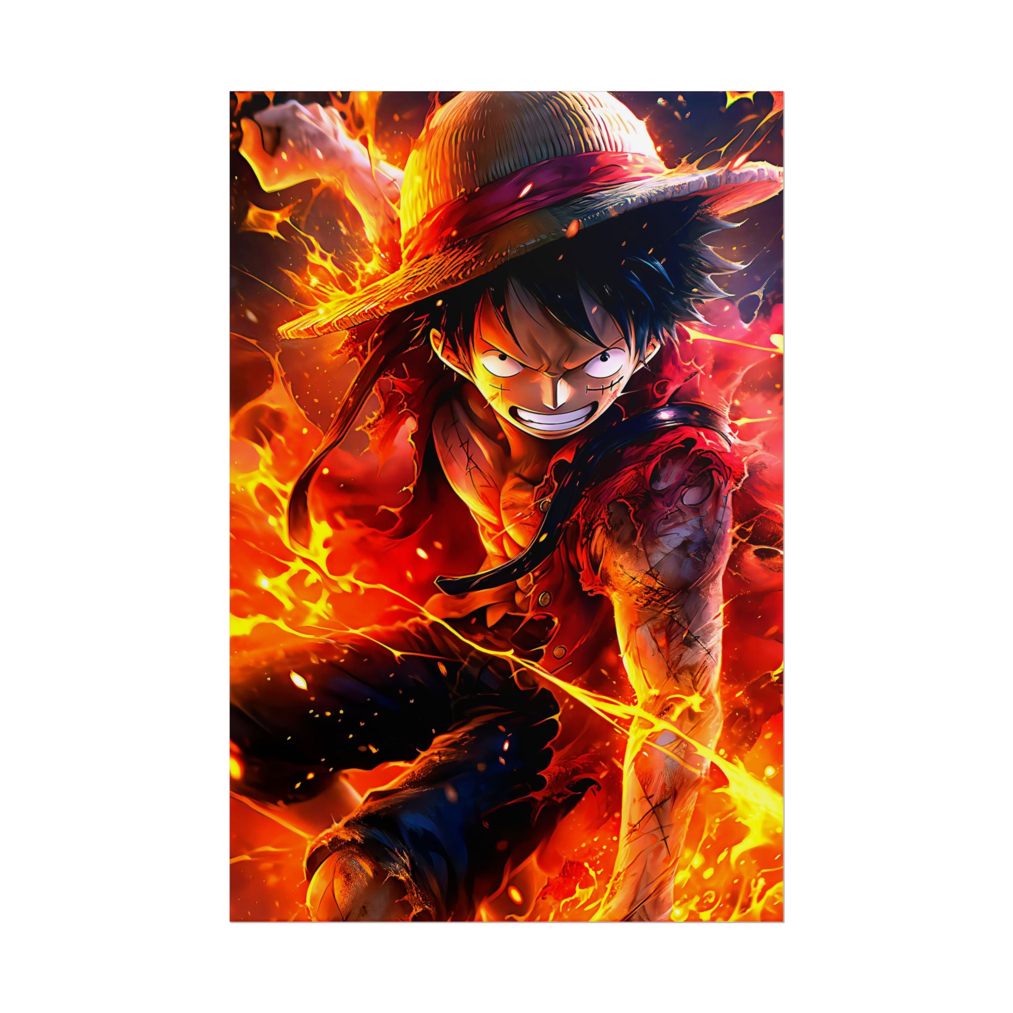 One Piece Luffy Fire Poster – Rolled Anime Wall Art
