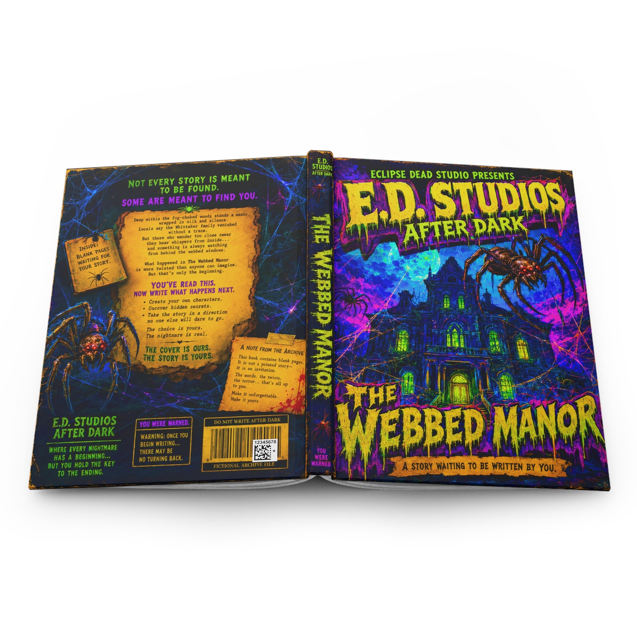 Webbed Manor Hardcover Journal | Haunted Mansion Spider Notebook