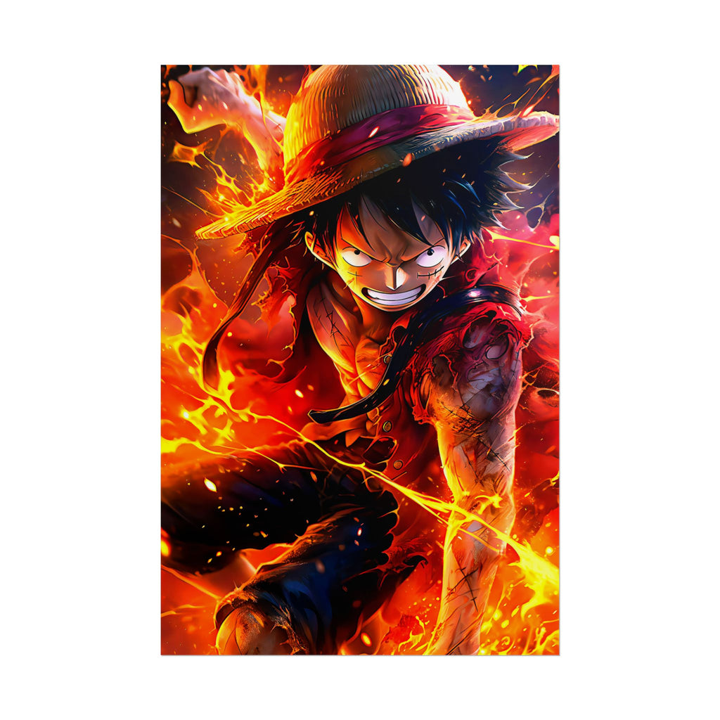 One Piece Luffy Fire Poster – Rolled Anime Wall Art