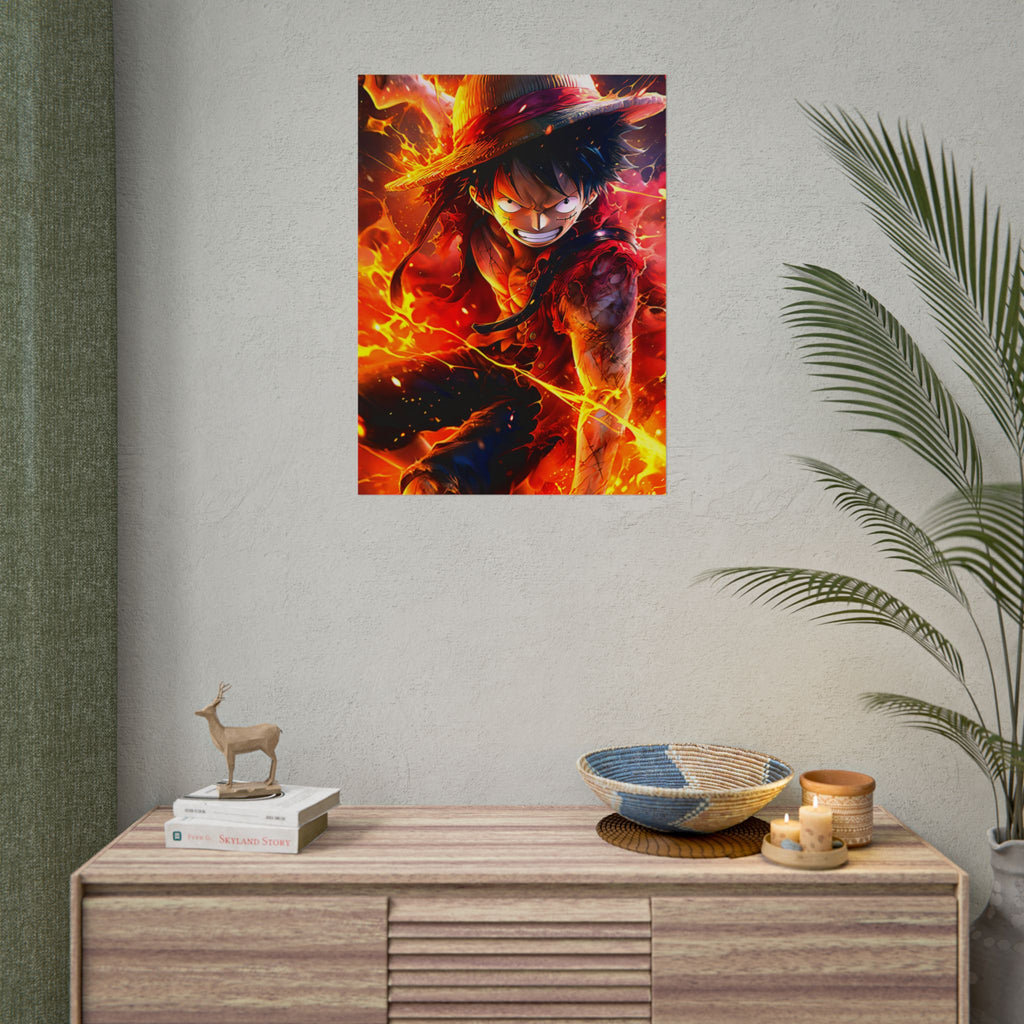 One Piece Luffy Fire Poster – Rolled Anime Wall Art