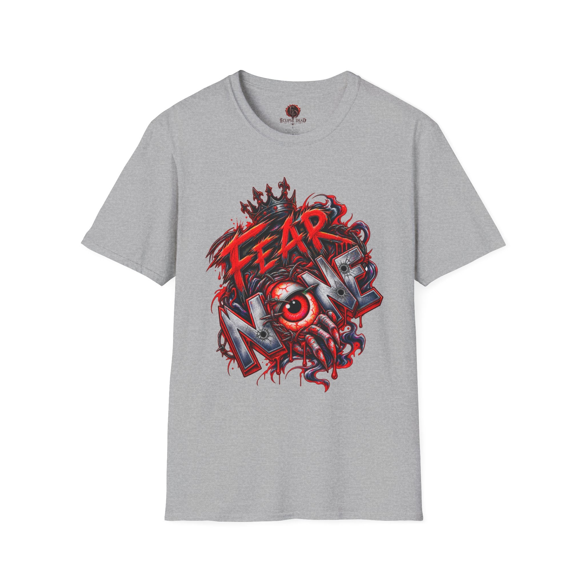 Fear None T-Shirt | Gothic red crown eye horror lettering
