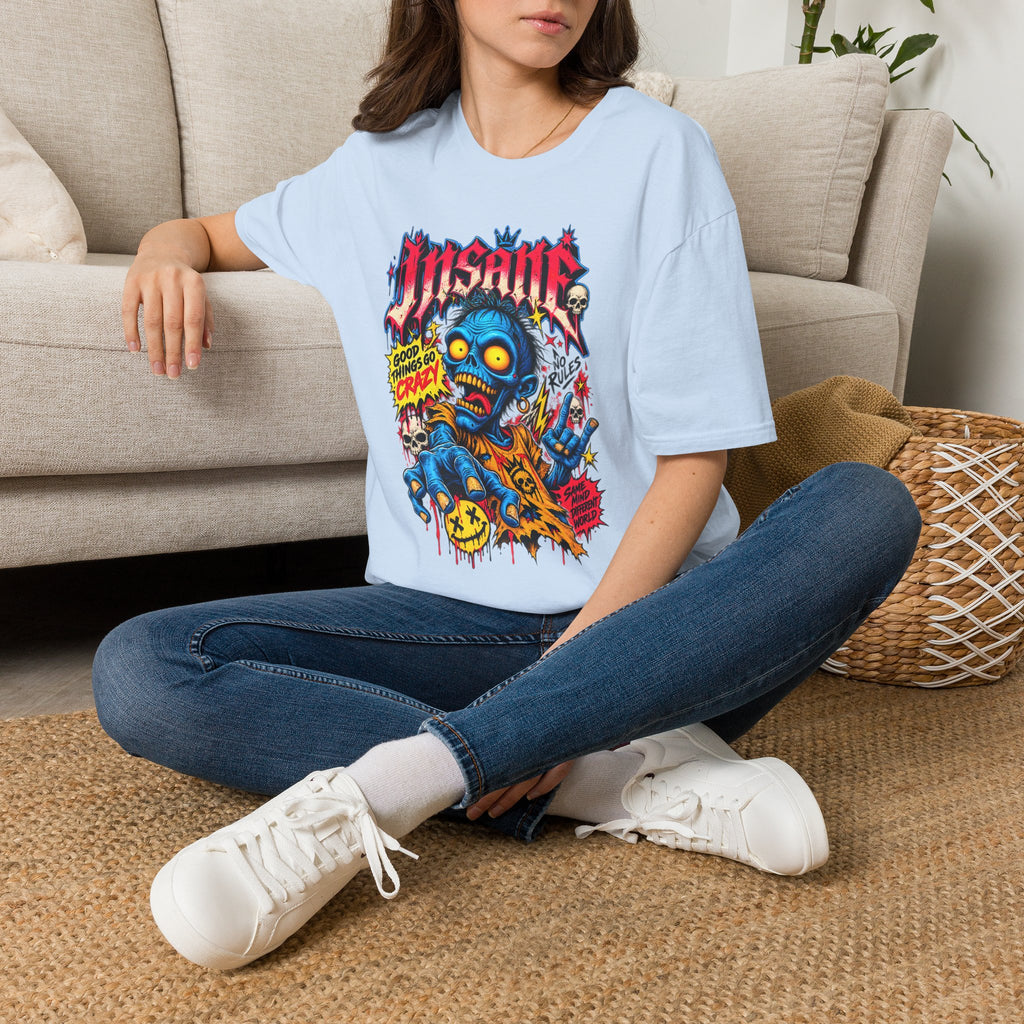 Insane Zombie Graphic Tee — "Good Things Go Crazy" Horror Streetwear