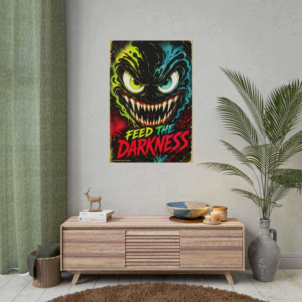 Feed the Darkness Poster Neon Horror Art Wall Print