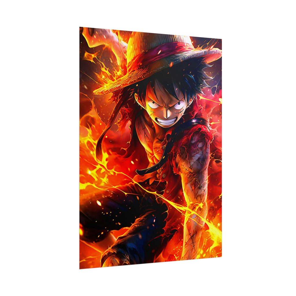 One Piece Luffy Fire Poster – Rolled Anime Wall Art