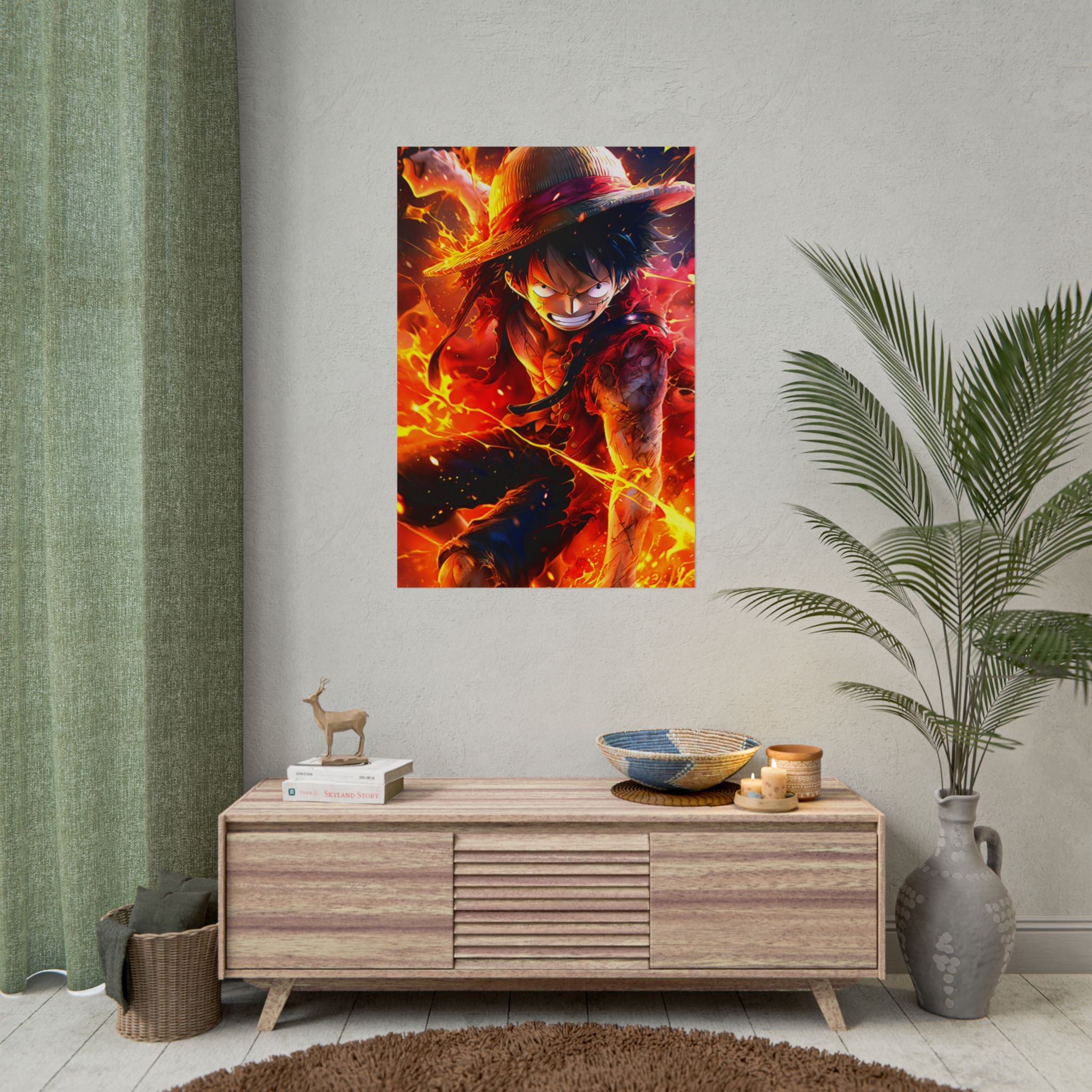 One Piece Luffy Fire Poster – Rolled Anime Wall Art