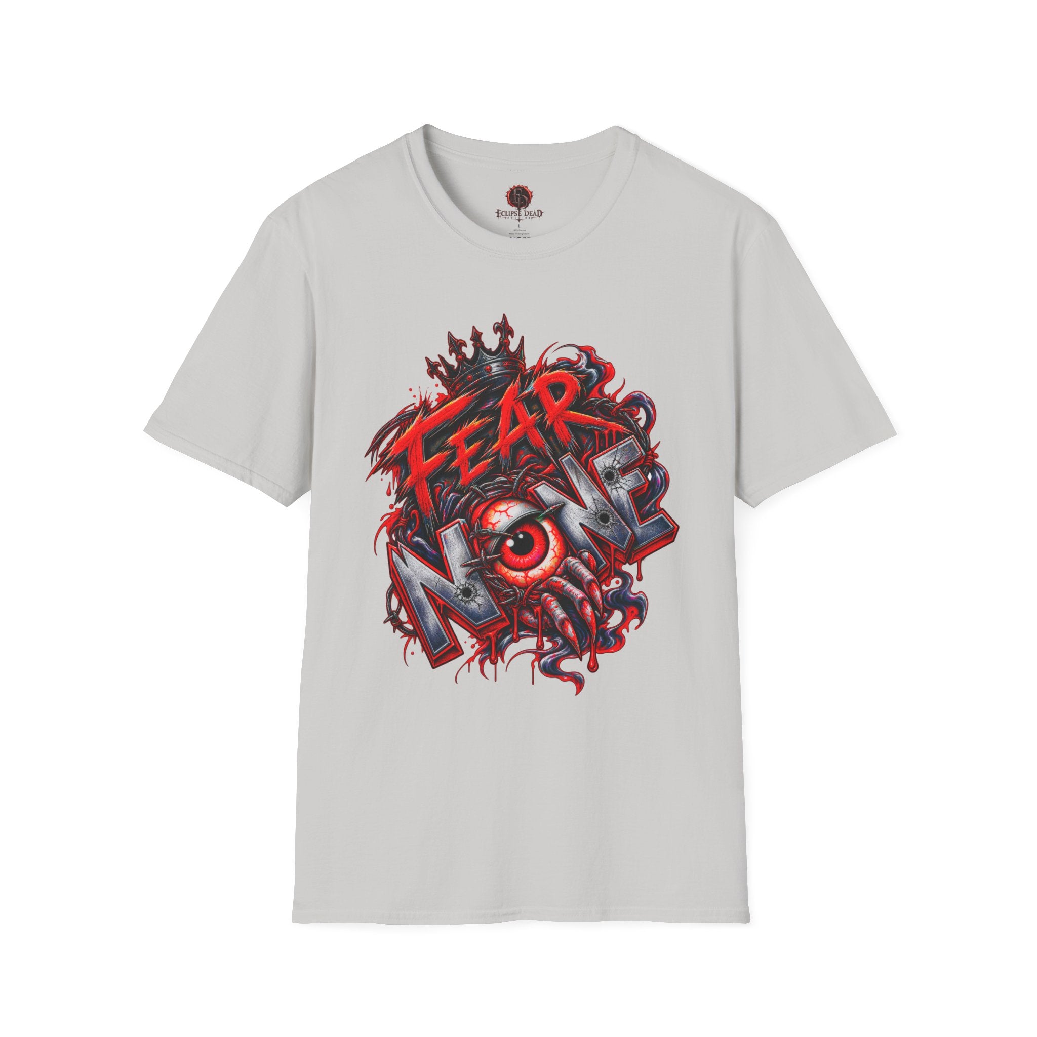 Fear None T-Shirt | Gothic red crown eye horror lettering