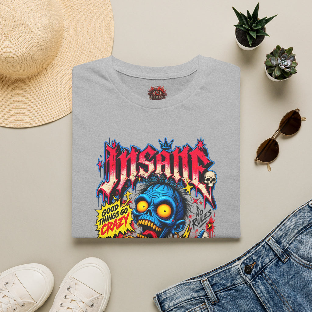 Insane Zombie Graphic Tee — "Good Things Go Crazy" Horror Streetwear