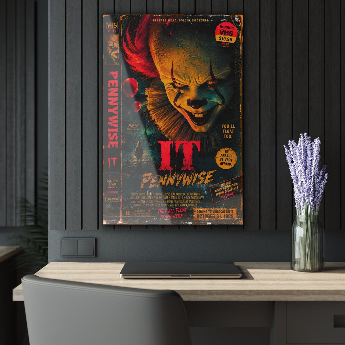 Acrylic Print — Pennywise IT Horror Wall Art (French Cleat Hanging)