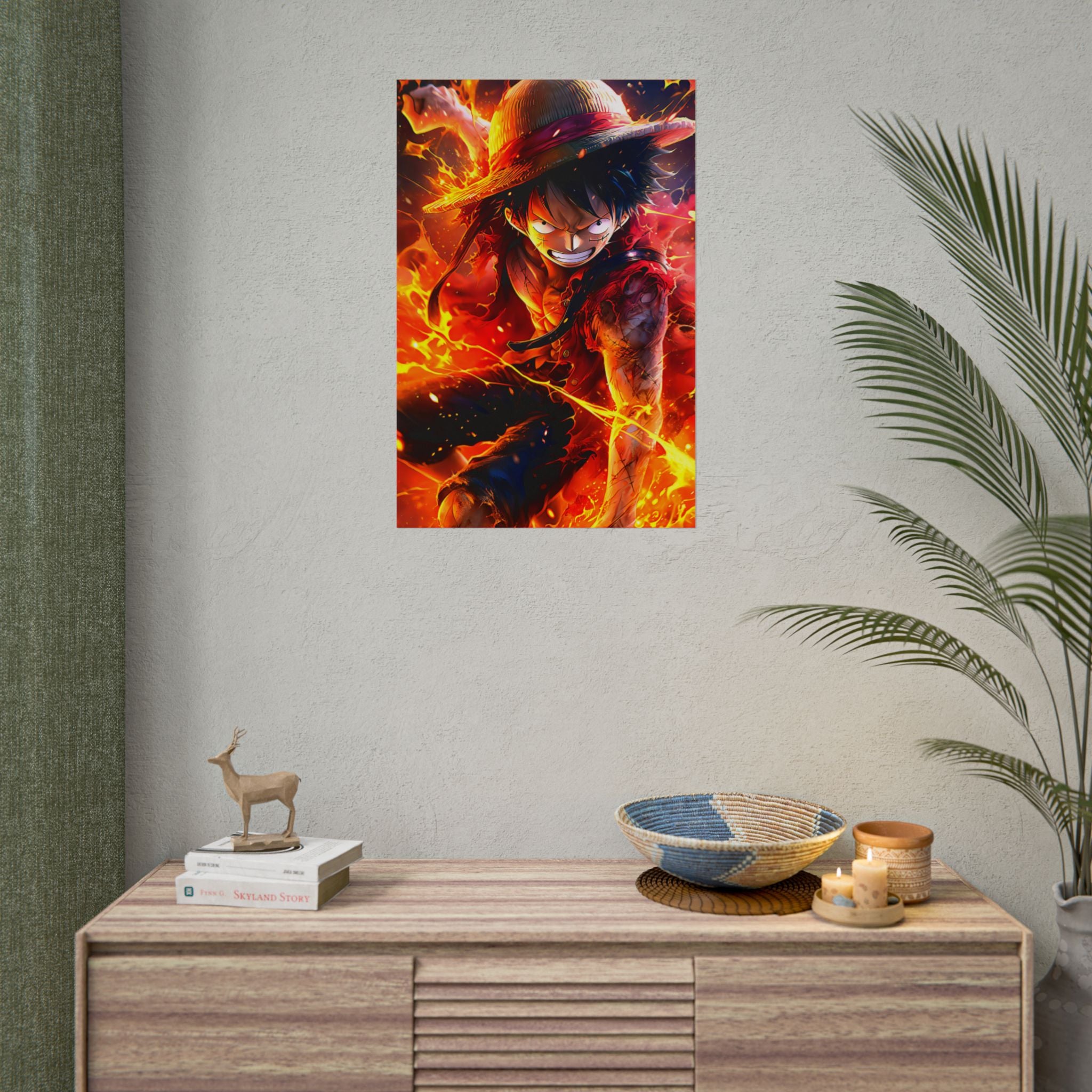 One Piece Luffy Fire Poster – Rolled Anime Wall Art
