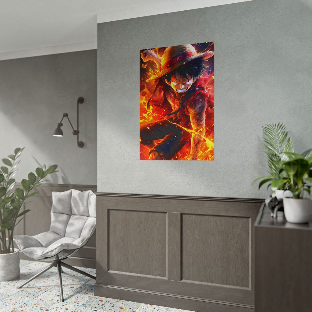 One Piece Luffy Fire Poster – Rolled Anime Wall Art