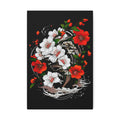 Floral Yin-Yang Canvas Print — Red & White Blossoms Stretched Wall Art