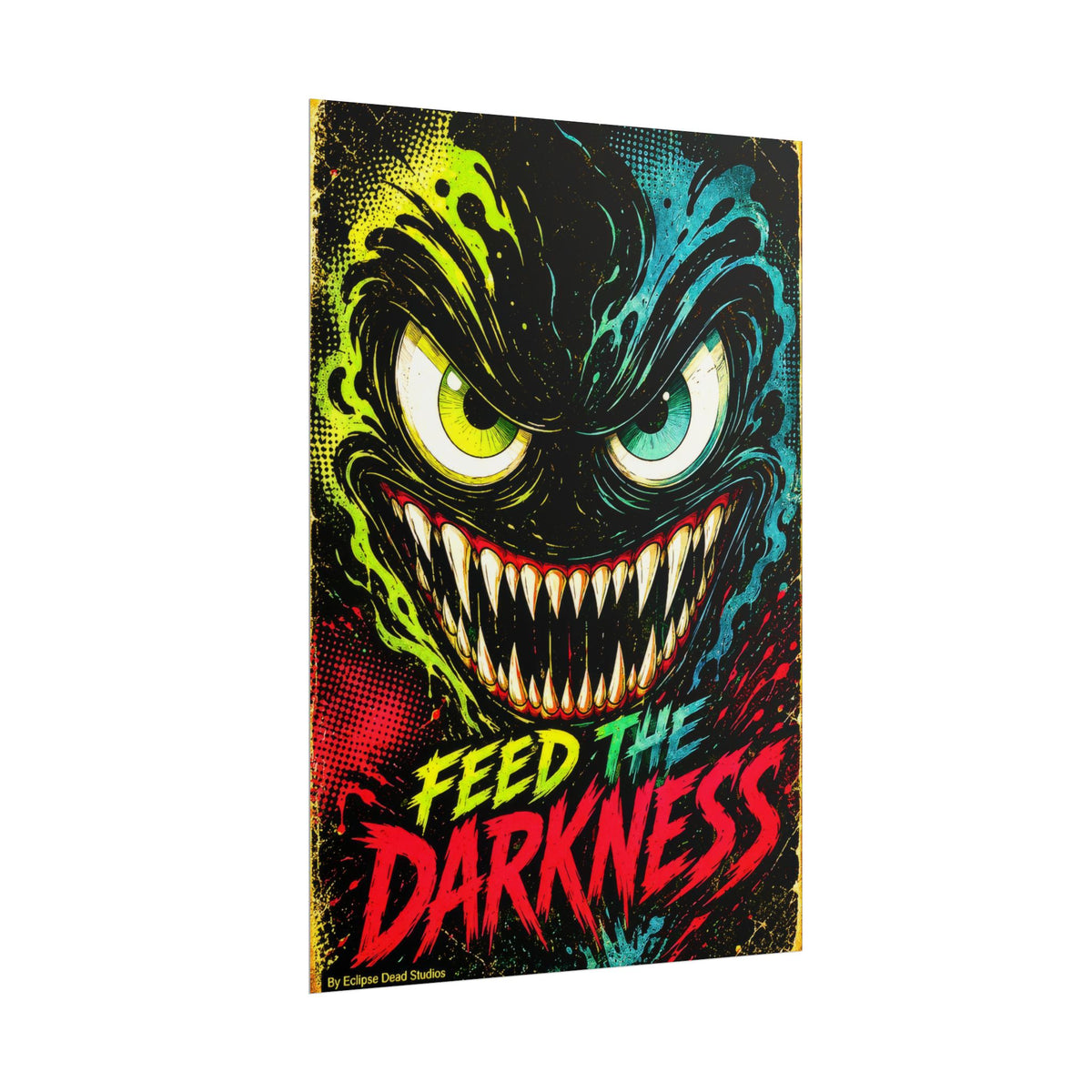 Feed the Darkness Poster Neon Horror Art Wall Print